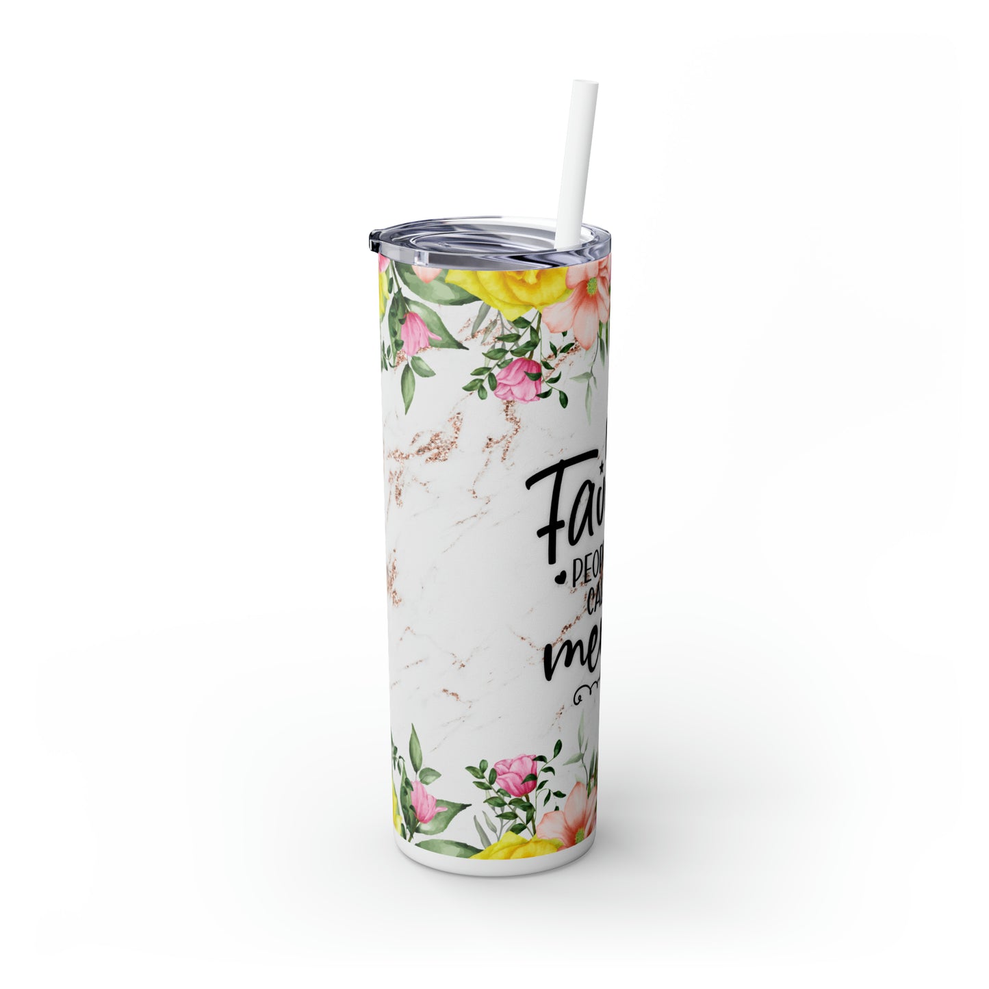 Skinny Tumbler with Straw, 20oz, Floral, Quote, My Favorite People call me Memaw, awd-731