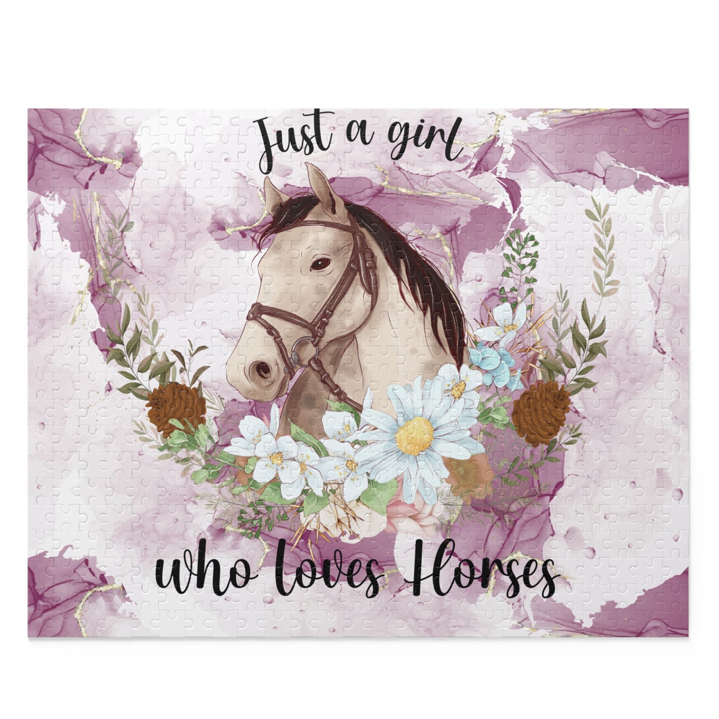 Personalised/Non-Personalised Puzzle, Just a Girl Who Loves Horses (120, 252, 500-Piece)