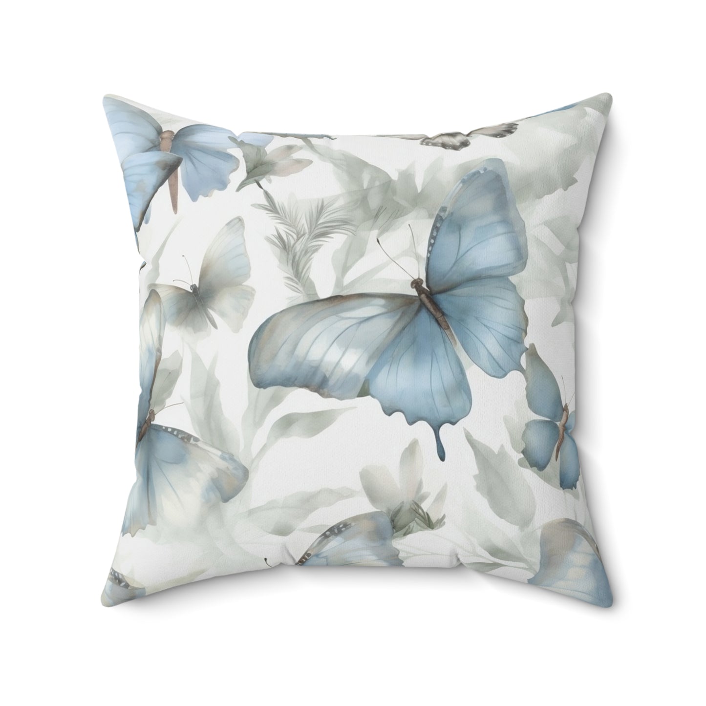 Spun Polyester Square Pillow, Butterfly Floral Cushion