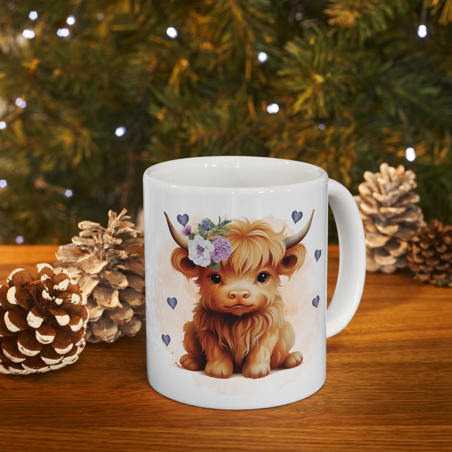 Personalised/Non Personalised Highland Cow, Ceramic Mug 11oz, Highland Cow Mug