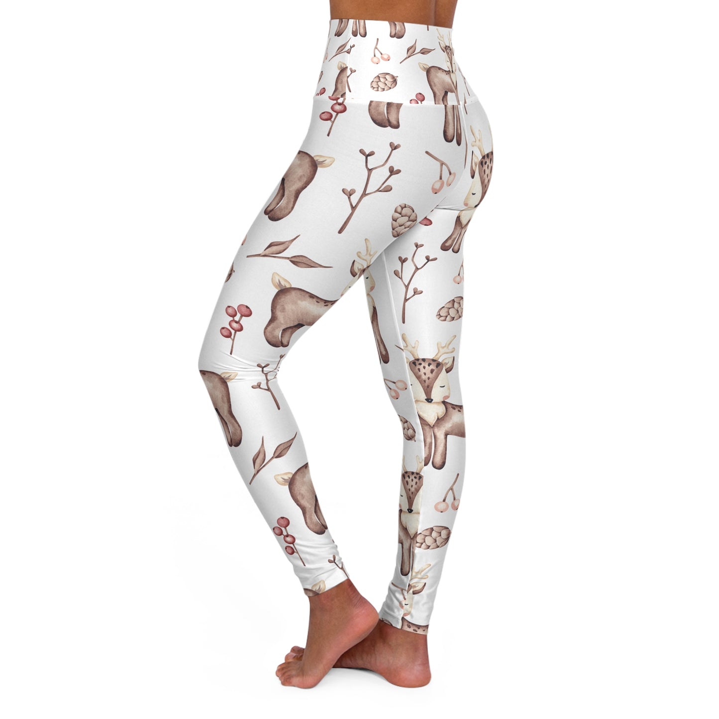 High Waisted Yoga Leggings, Deer