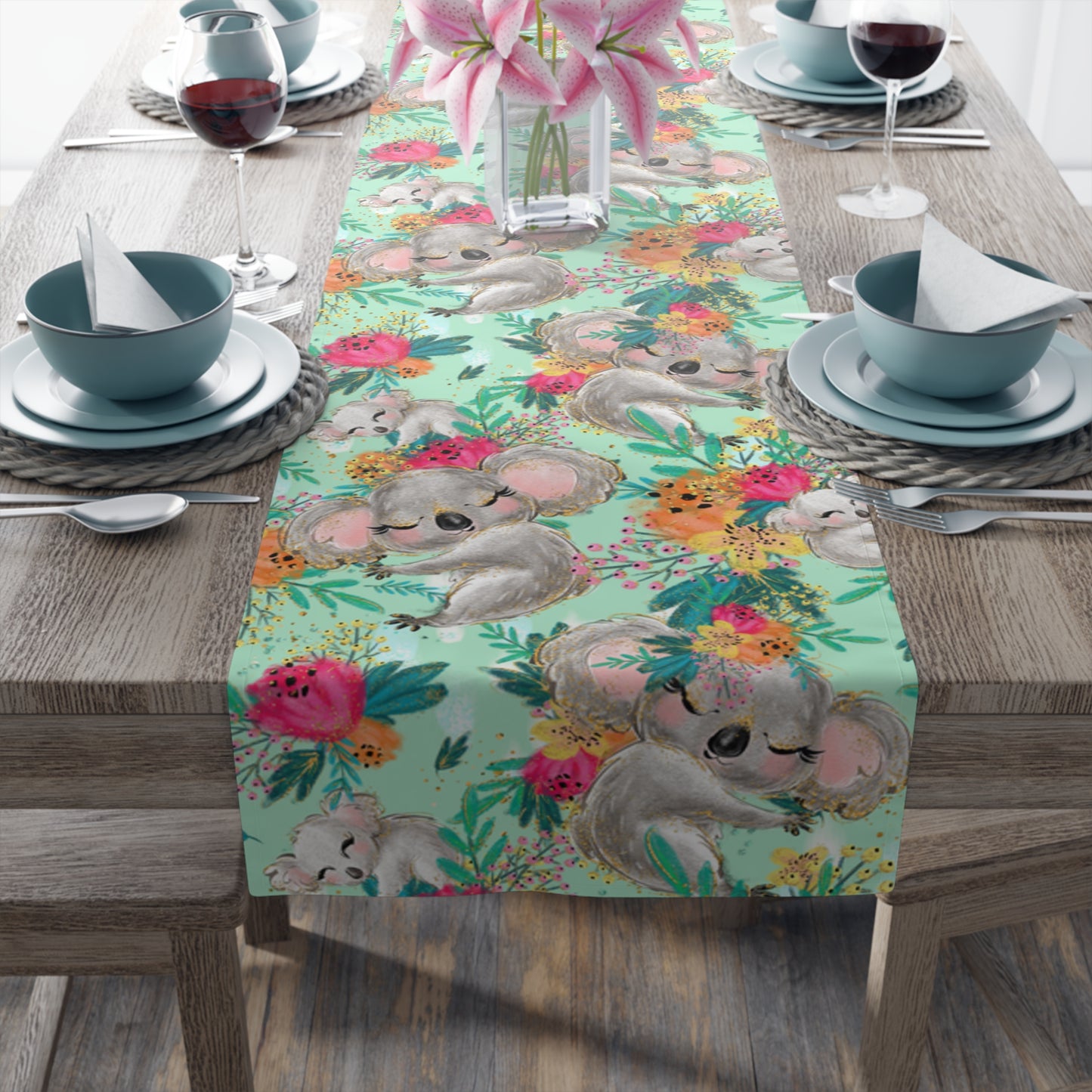 Australian Koalas Table Runner, Cotton Twill and Poly Available