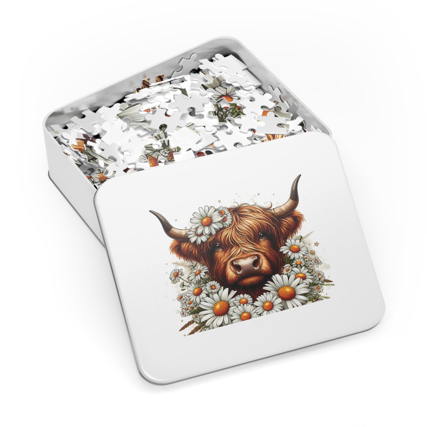 Jigsaw Puzzle, Highland Cow, Personalised/Non-Personalised (30, 110, 252, 500,1000-Piece)