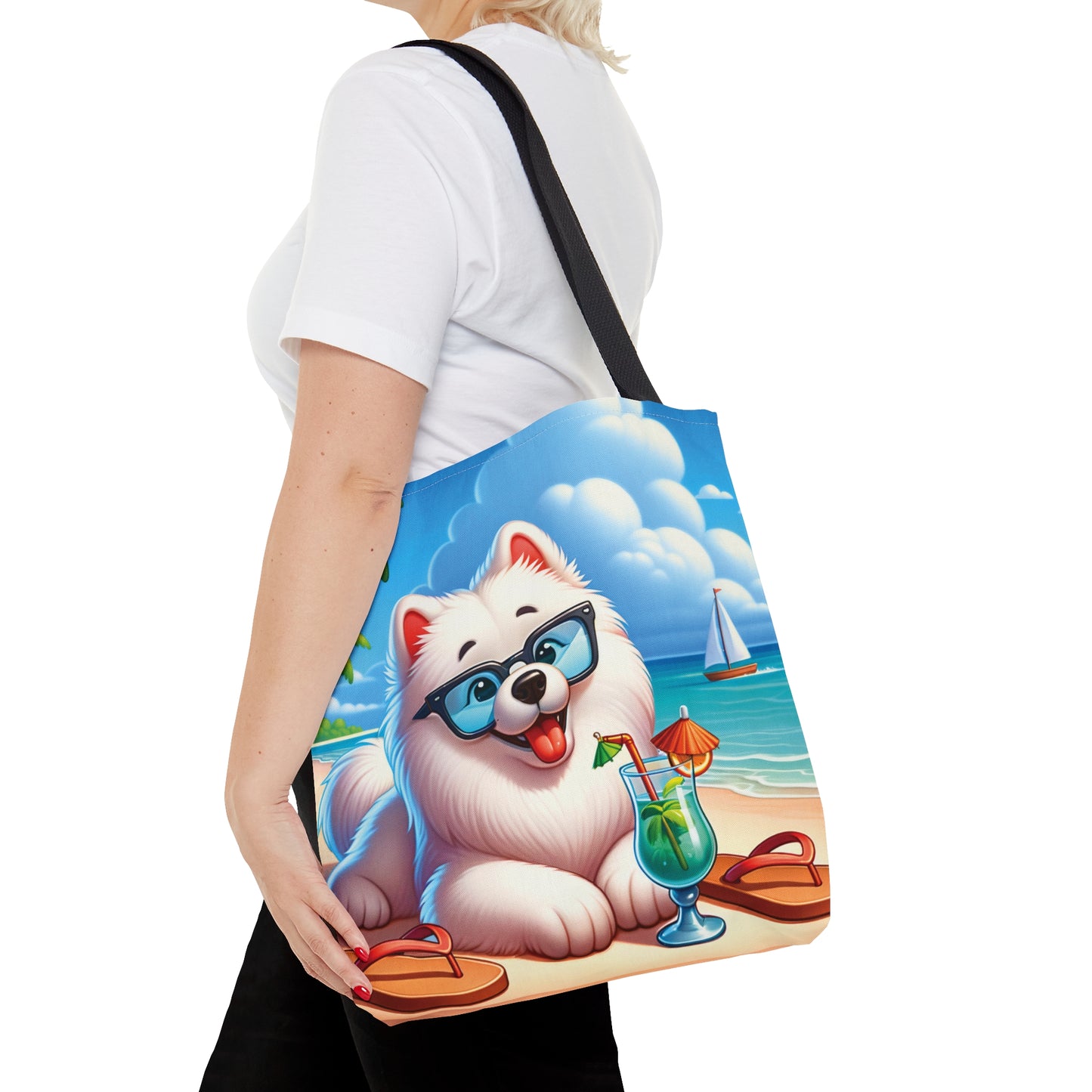 Tote Bag, Dog on Beach, Samoyed, Tote bag,  awd-1240