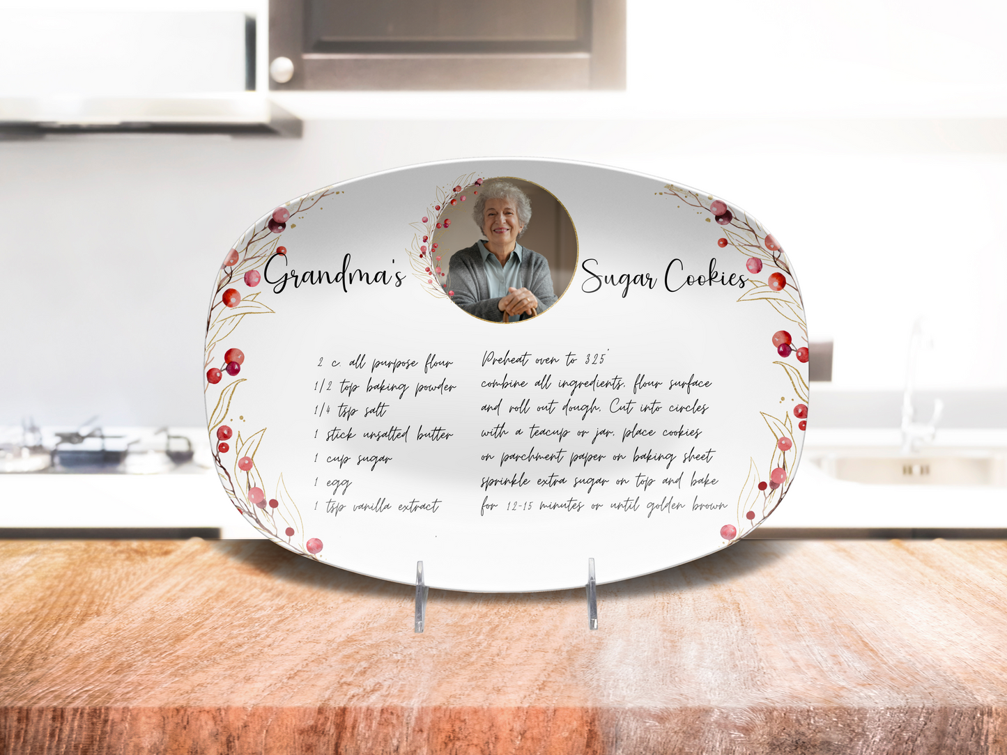 Personalised Handwritten Family Recipe Heirloom with Photo Plate/Platter