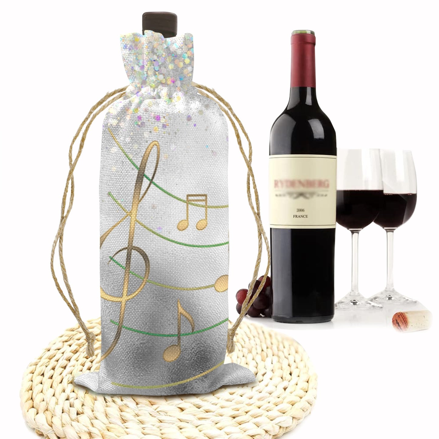 Music awd547 Linen Wine Bottle Bag