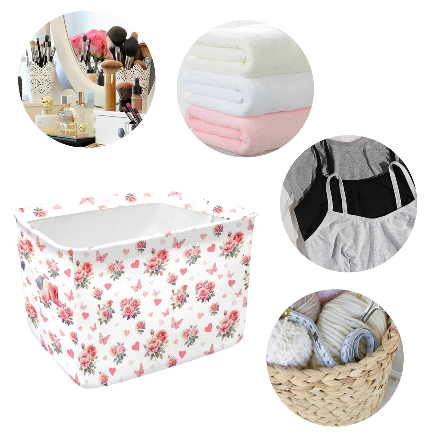 roses 8 Fabric Storage Basket