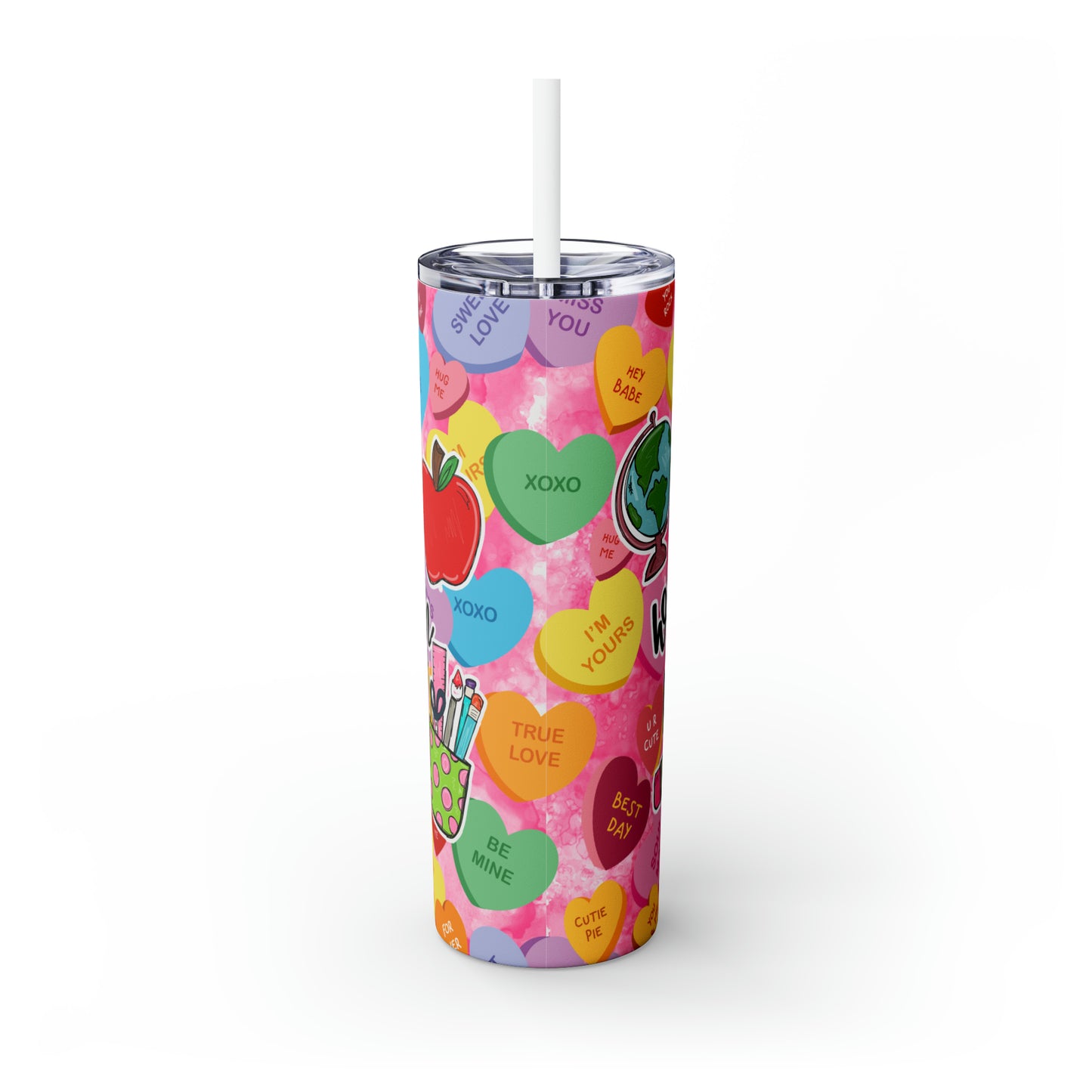 Skinny Tumbler with Straw, 20oz, Teacher