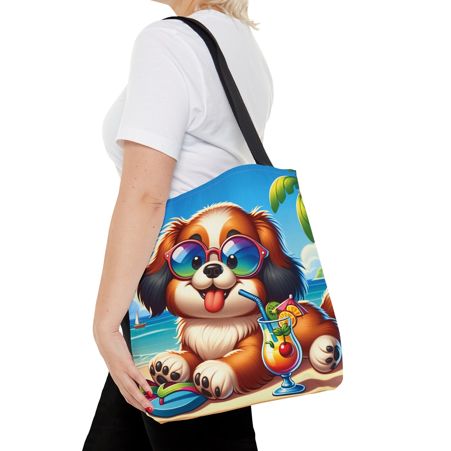 Tote Bag, Dog on Beach, Tibetan Spaniel, Tote bag, awd-1252