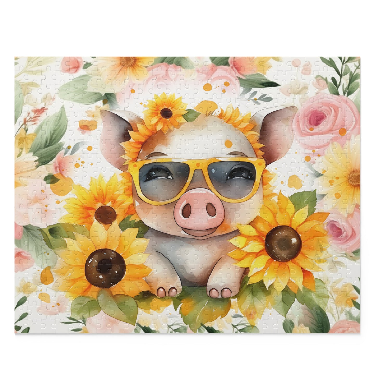 Puzzle, Pig, Sunflowers (120, 252, 500-Piece) awd-657