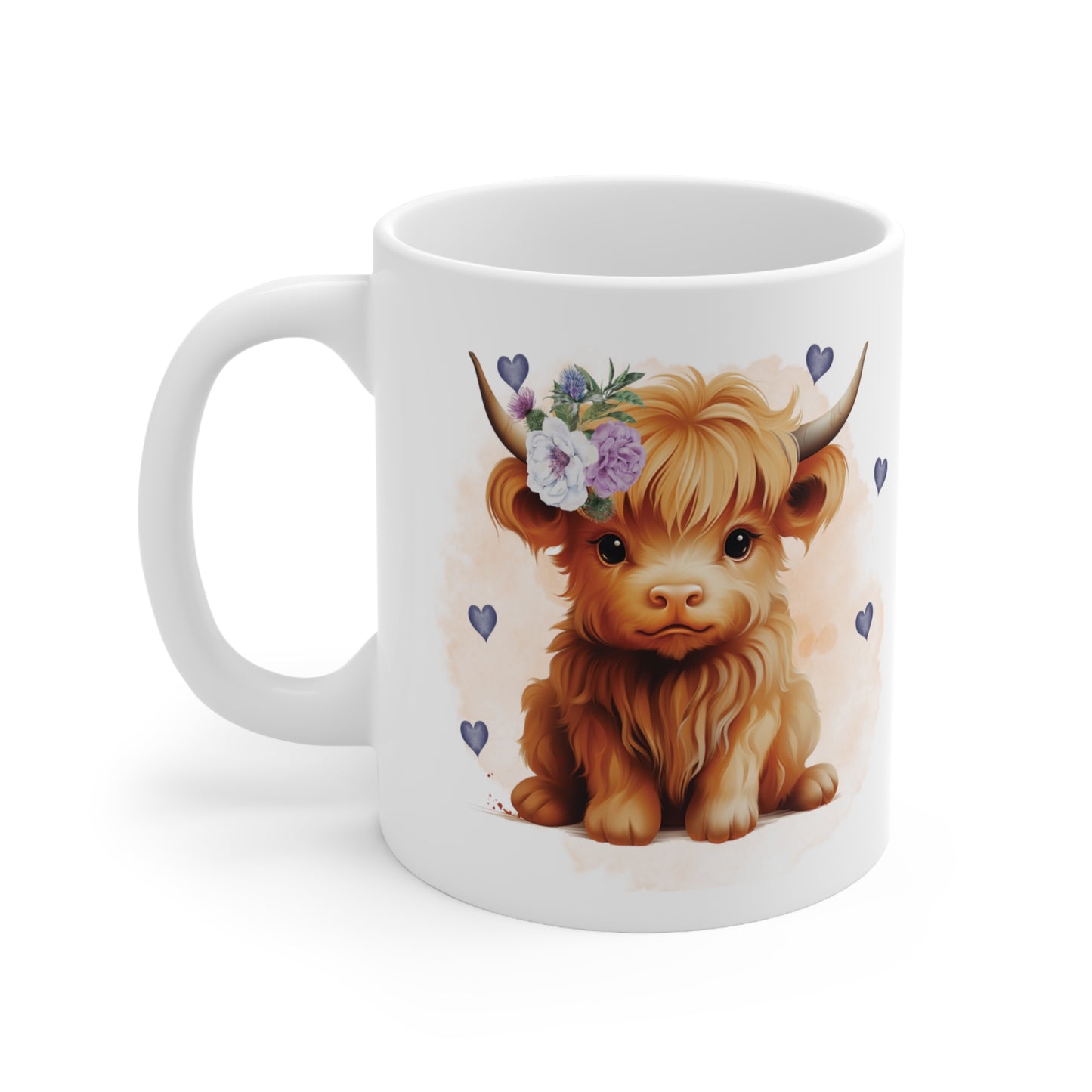 Personalised/Non Personalised Highland Cow, Ceramic Mug 11oz, Highland Cow Mug