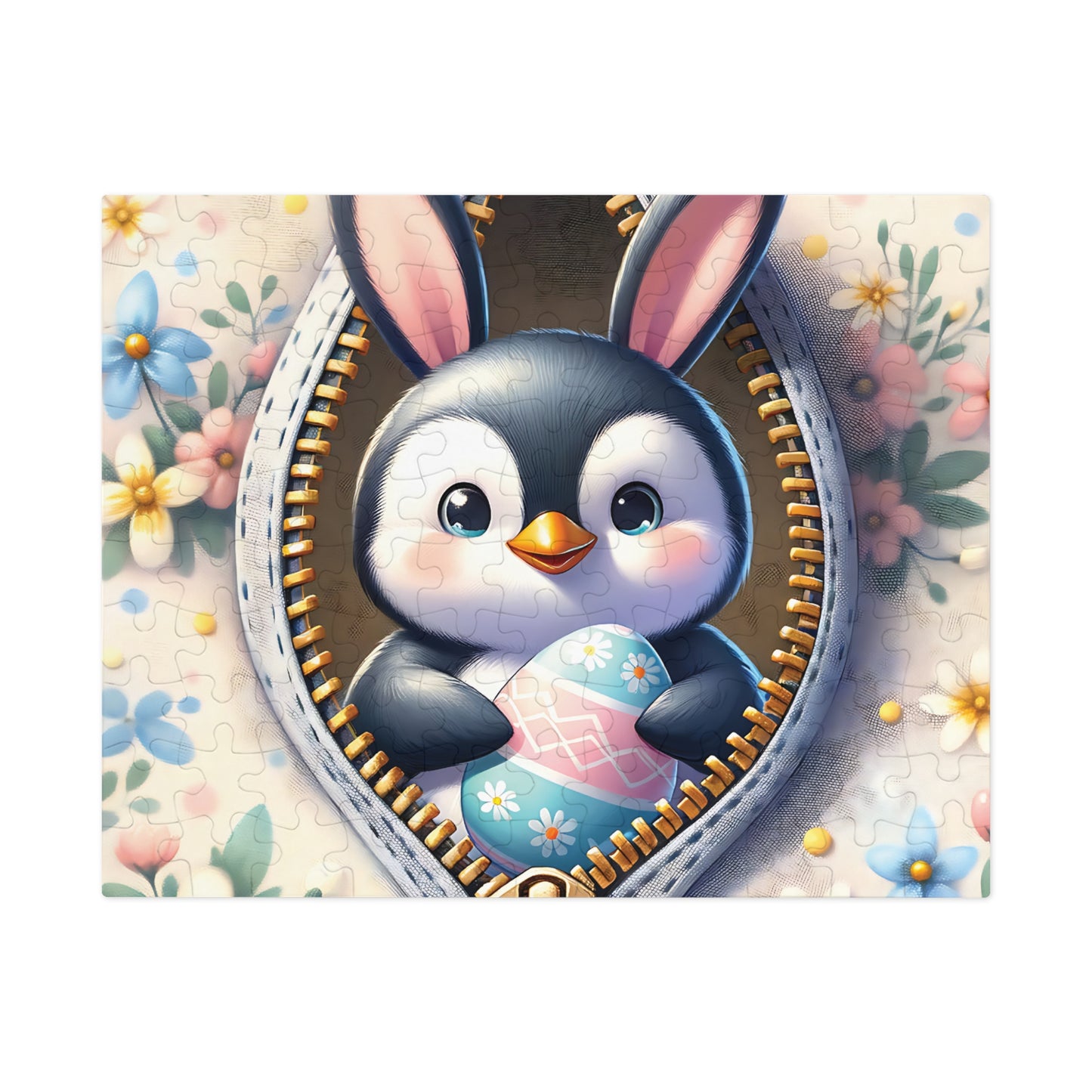 Jigsaw Puzzle, Easter, Penguin with Bunny Ears, Personalised/Non-Personalised (30, 110, 252, 500,1000-Piece) Awd-1307