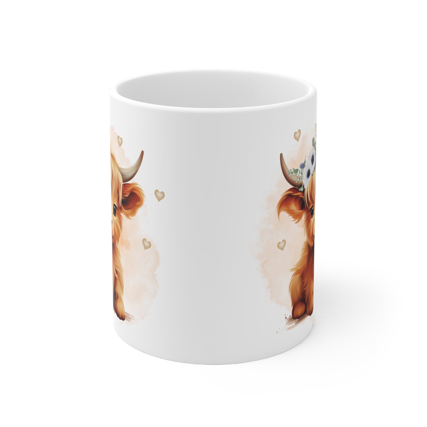 Personalised/Non Personalised Highland Cow, Ceramic Mug 11oz, Highland Cow Mug