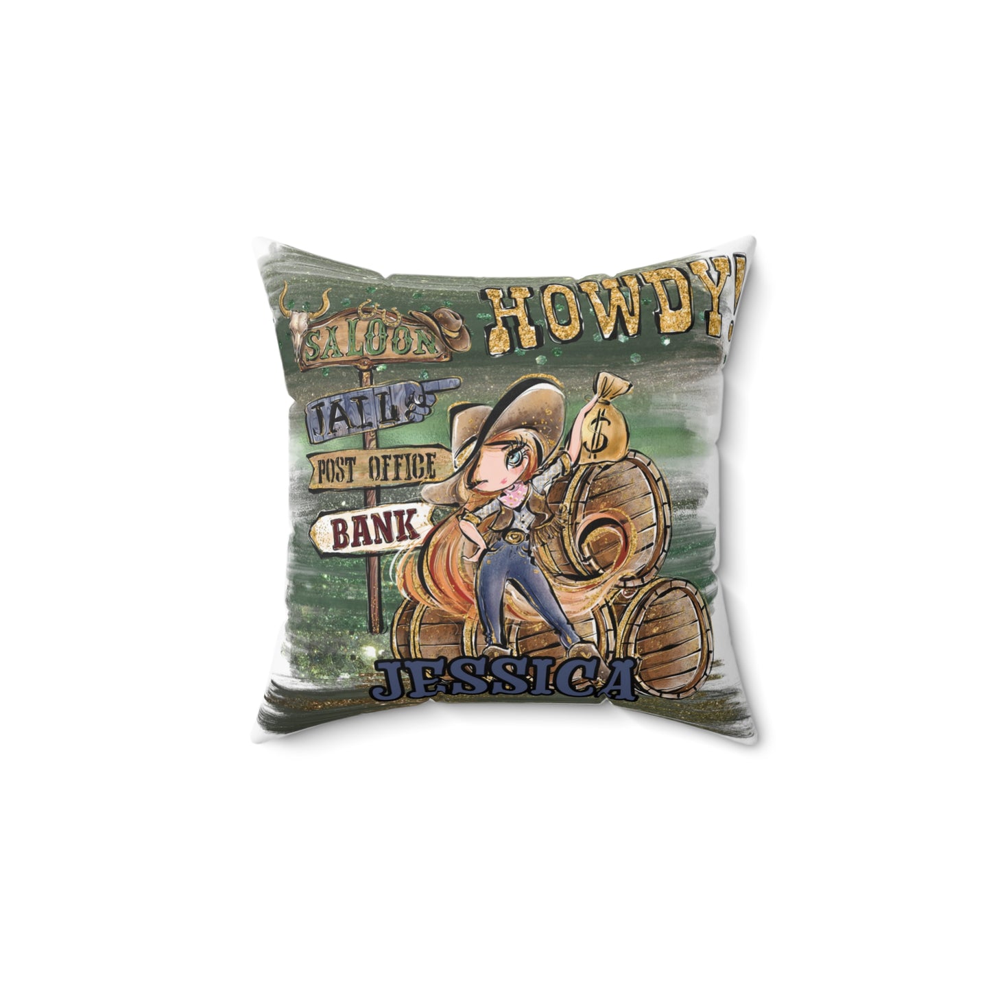 Personalised Howdy Cushion, Red Hair Blue Eyes, Polyester Square Cushion, Christmas cushion