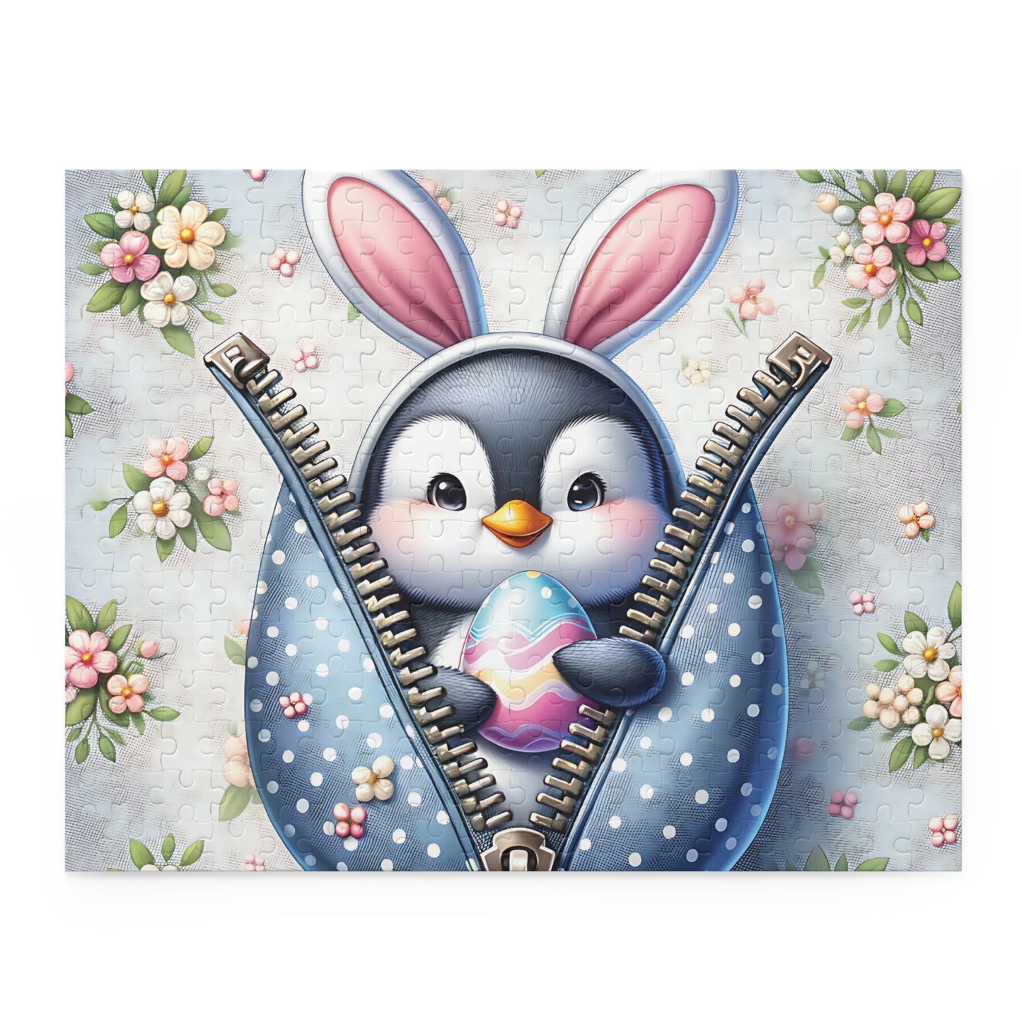 Personalised/Non-Personalised Puzzle, Easter, Penguin with Bunny ears (120, 252, 500-Piece)