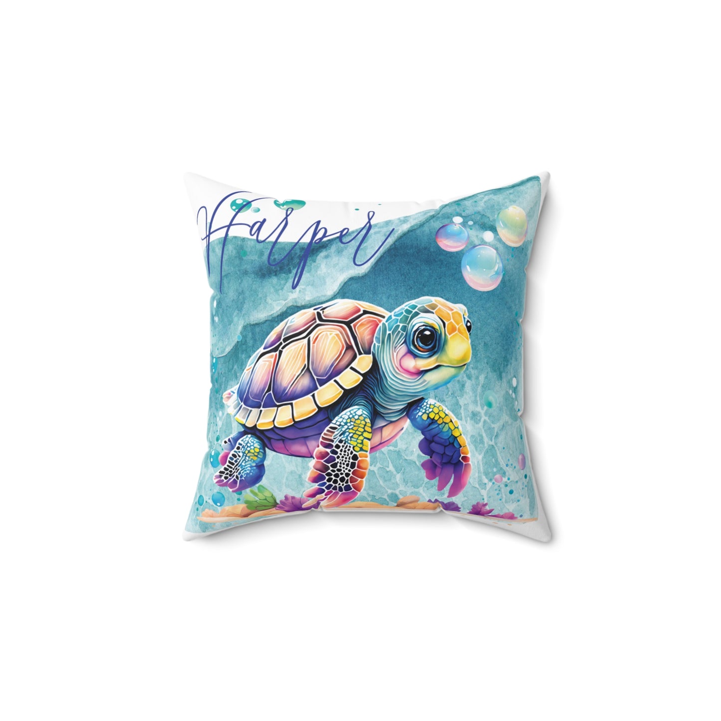 Personalised Turtle Polyester Square Cushion, Turtle cushion