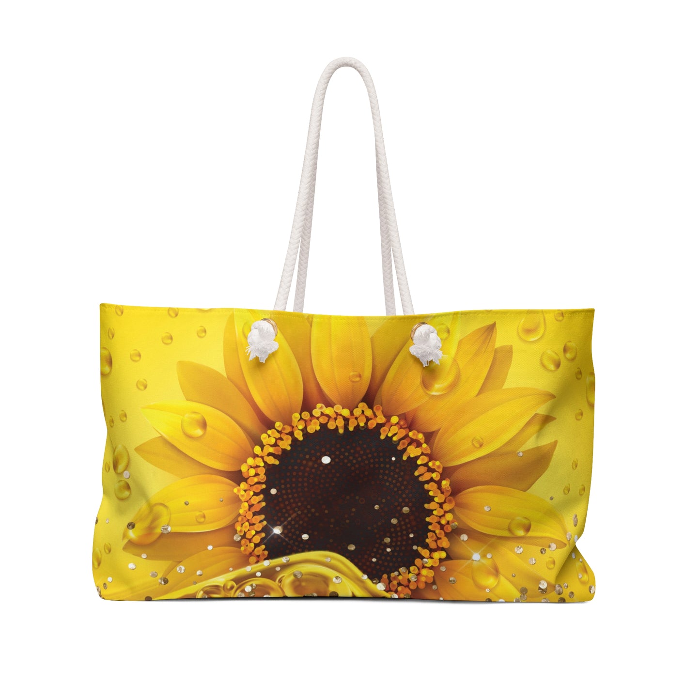 Personalised/Non-Personalised Weekender Bag, Sunflower, Large Weekender Bag, Beach Bag, Book Bag