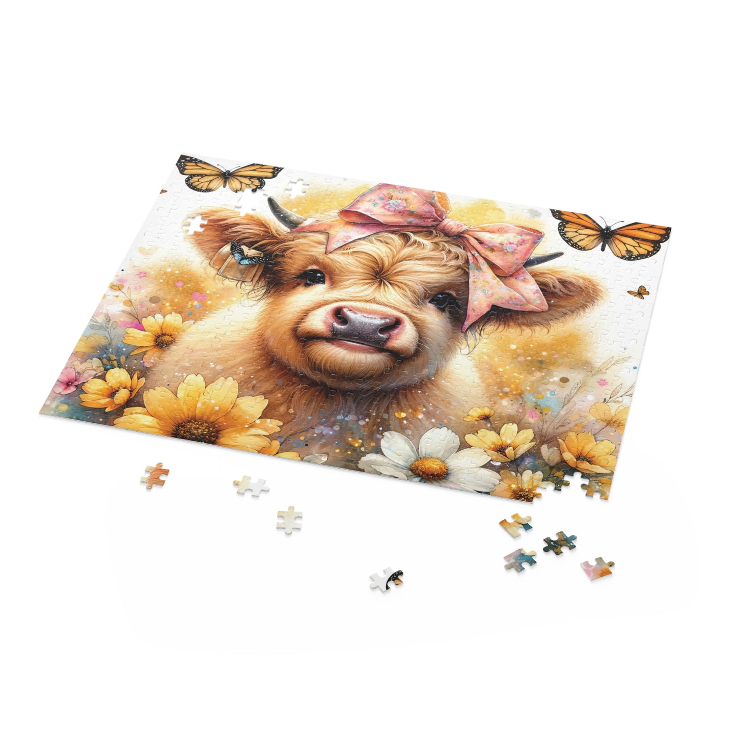 Personalised/Non-Personalised Puzzle, Highland Cow (120, 252, 500-Piece)