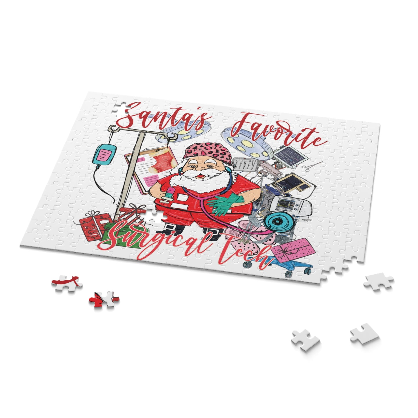 Personalised/Non-Personalised Puzzle, Santa's Favorite Surgical Tech (120, 252, 500-Piece)