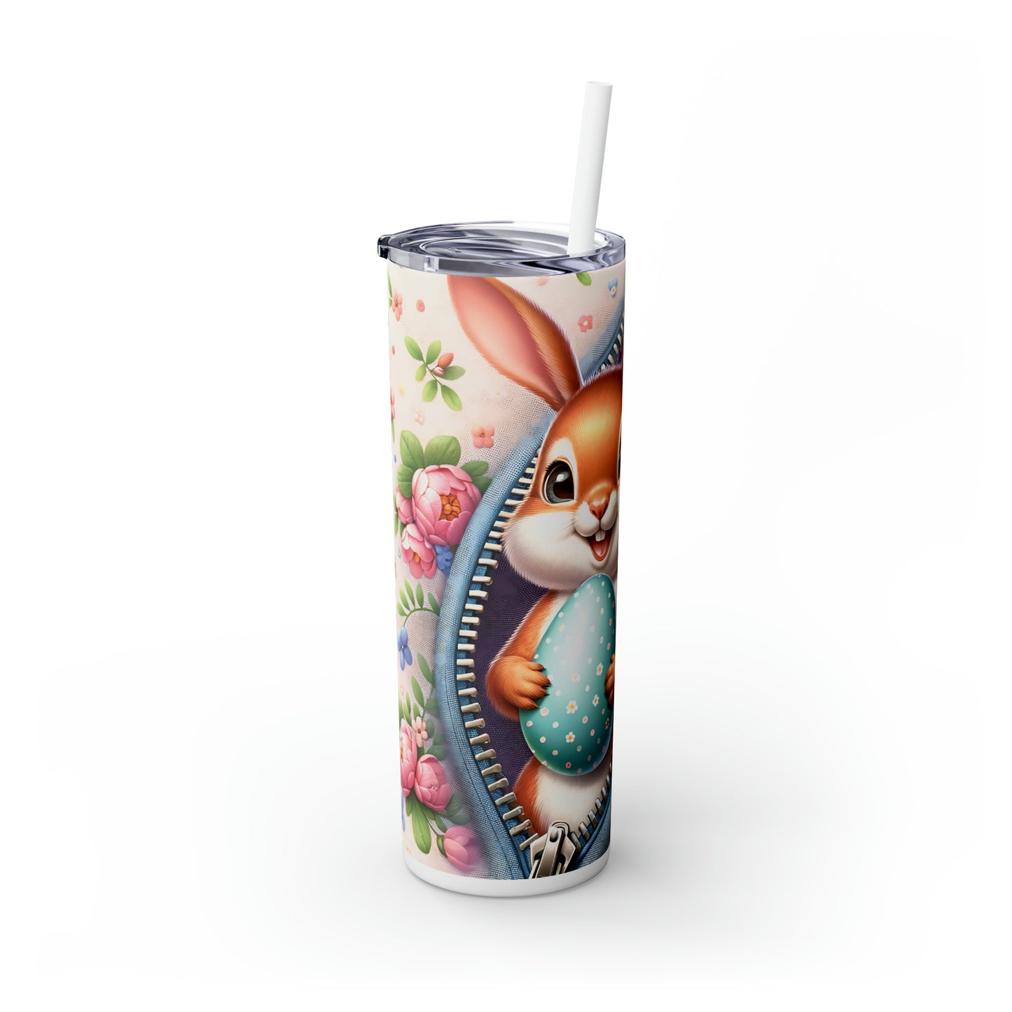 Skinny Tumbler with Straw, 20oz, Easter, Rabbit ears, Chipmunk, awd-1301