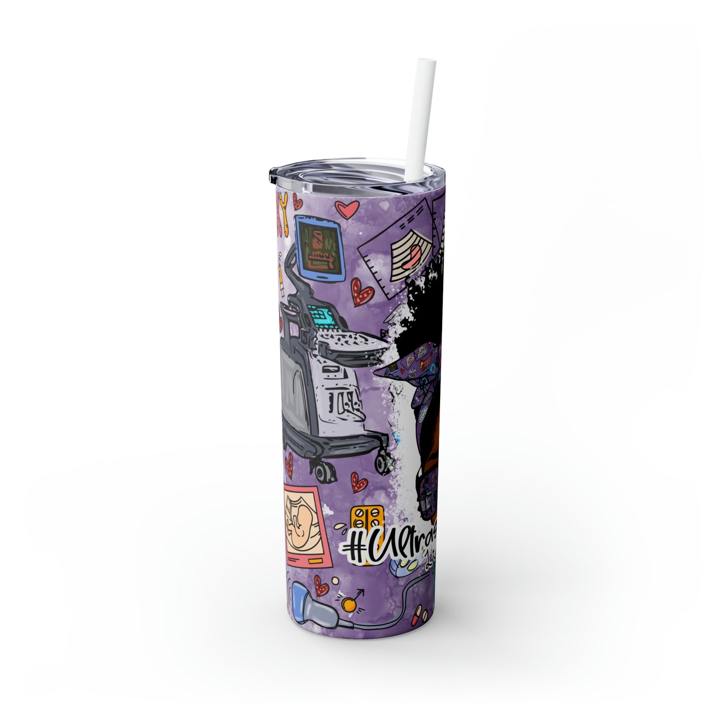 Skinny Tumbler with Straw, 20oz, Ultrasound Tech