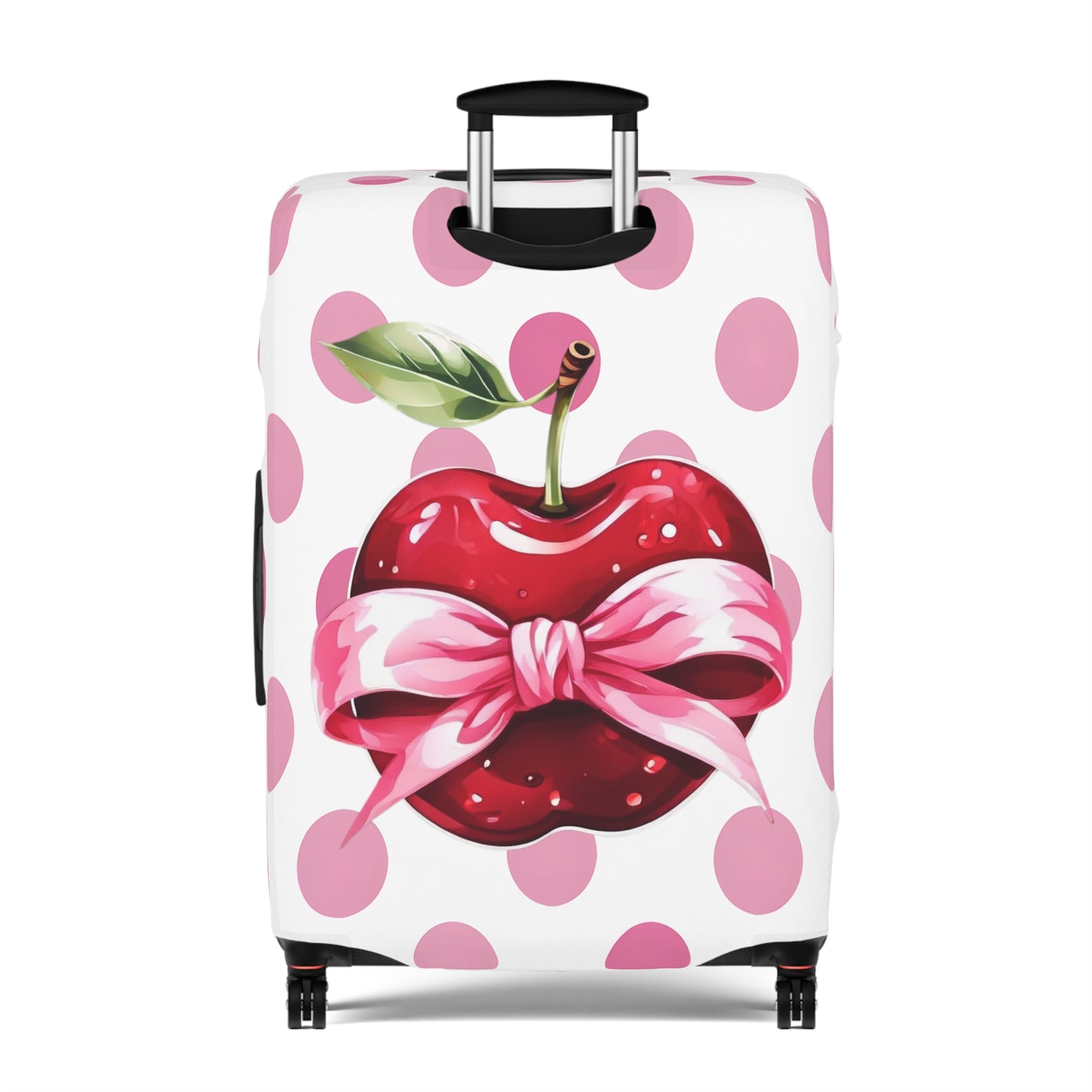 Luggage Cover, Rockabilly, Coquette, Pink Polka Dots, Apple and Ribbon, awd-2525