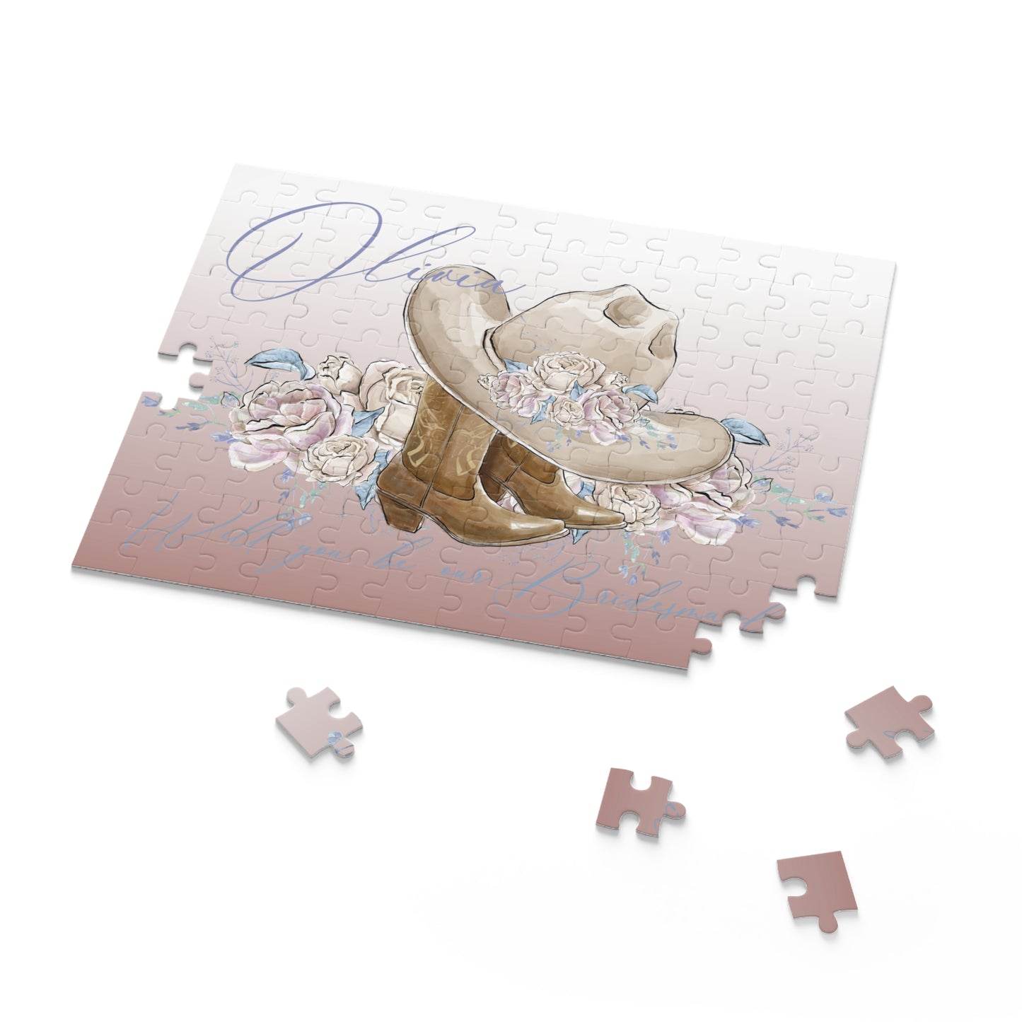 Personalised/Non-Personalised Puzzle, Country Boots, Romance Floral, Will you be our Bridesmaid/Flower Girl (120, 252, 500-Piece)