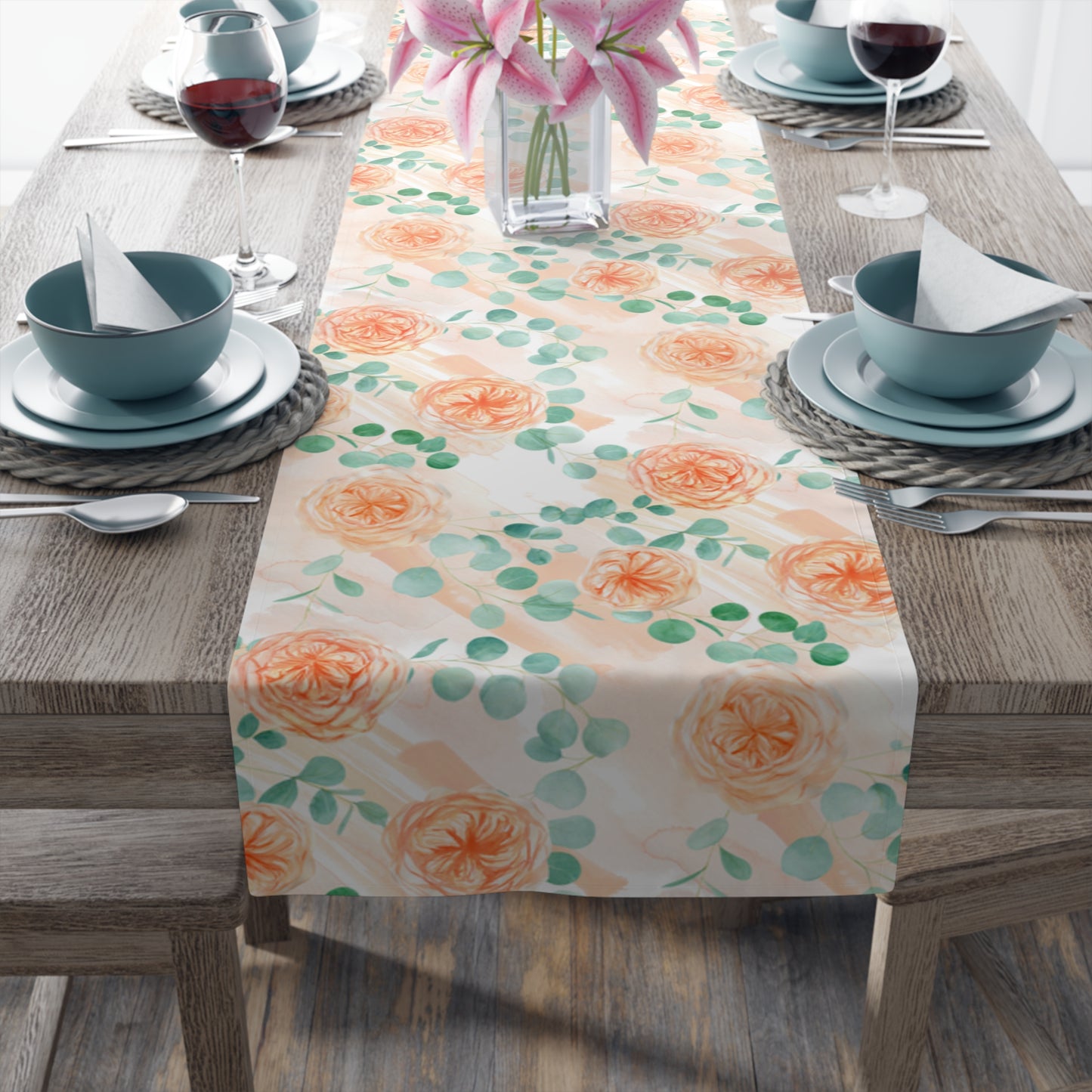 Australian Floral Table Runner, Cotton Twill and Poly Available