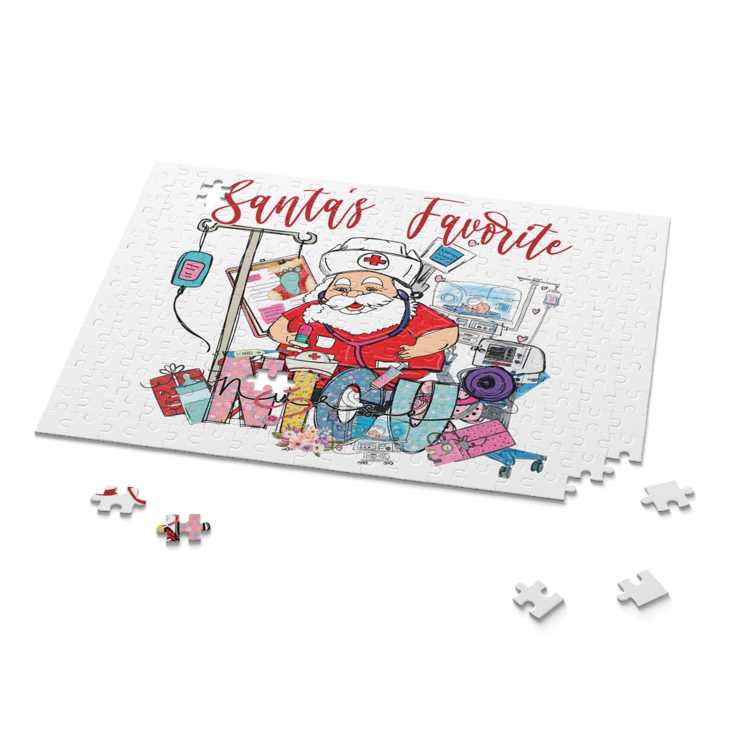 Personalised/Non-Personalised Puzzle, Santa's Favorite NICU Nurse (120, 252, 500-Piece)