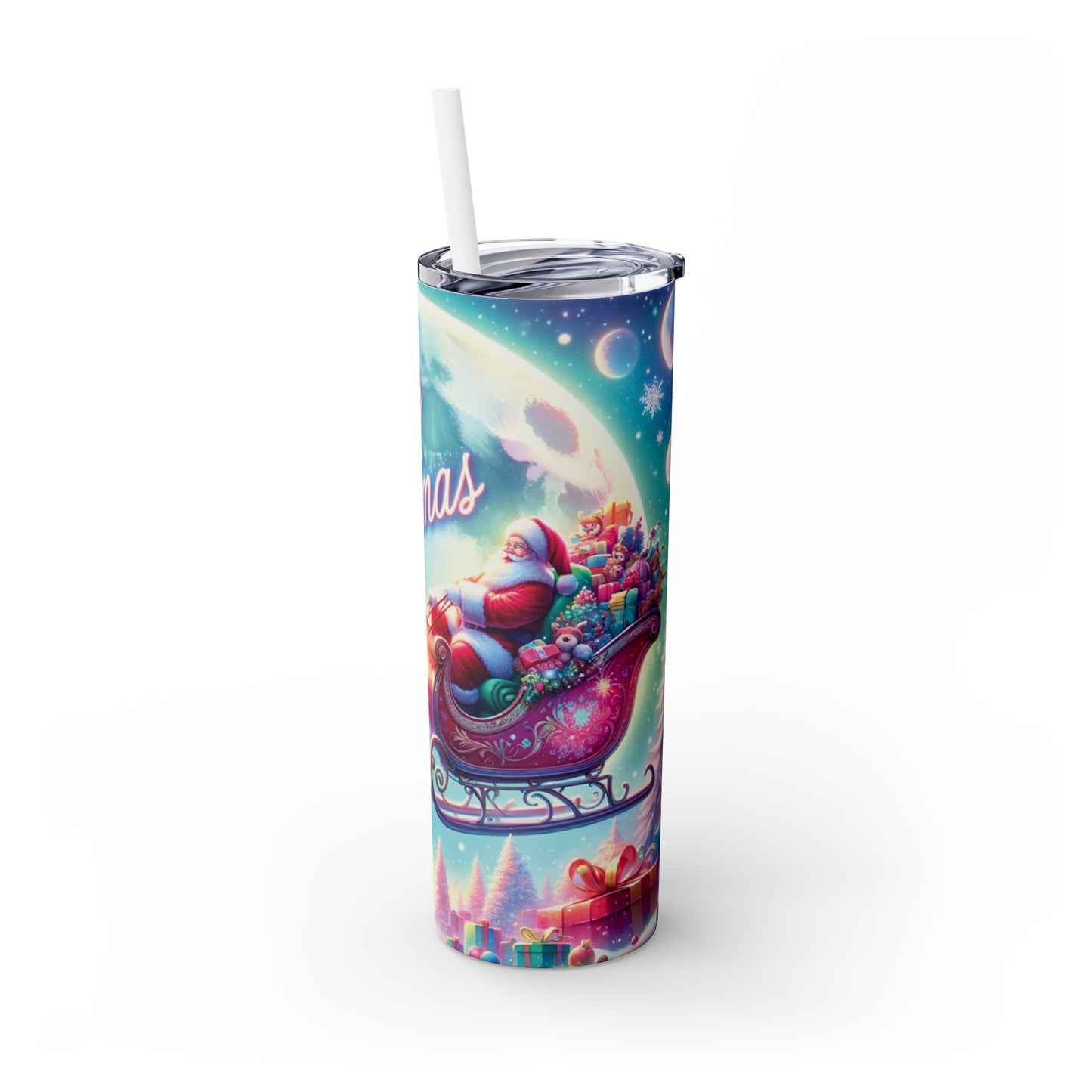 Skinny Tumbler with Straw, 20oz, Christmas, awd-368