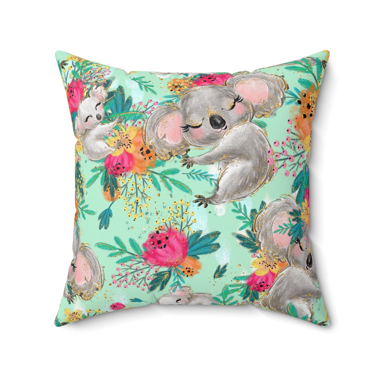 Spun Polyester Square Pillow, Australian Kangaroos