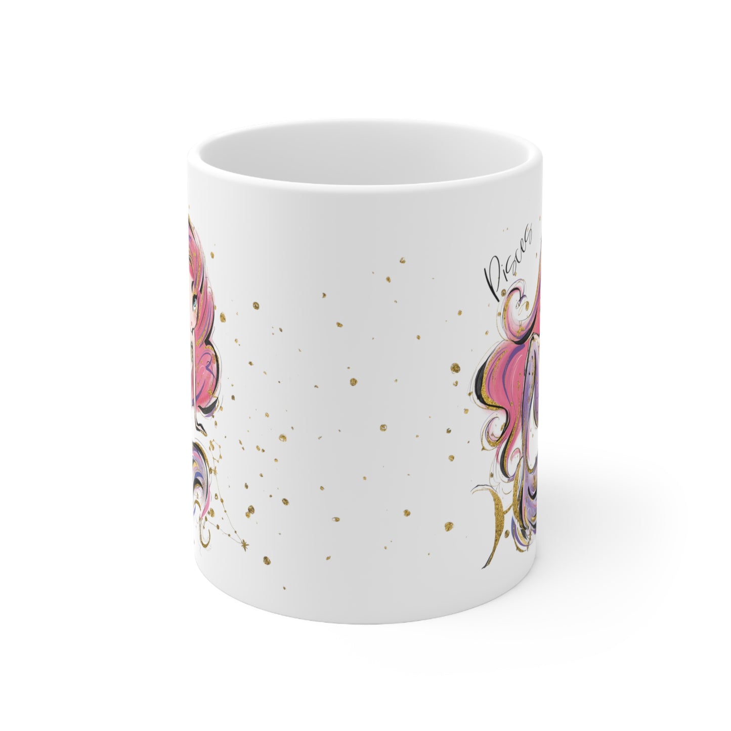 Personalised/Non Personalised Zodiac Sign, Pisces, Ceramic Mug 11oz