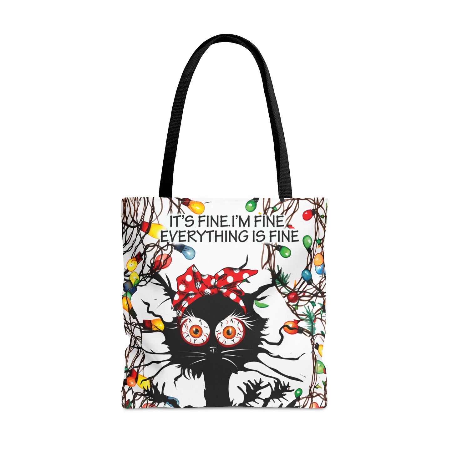 Tote Bag, Cat, It's Fine I'm Fine Everything is Fine, Personalised/Non-Personalised Tote bag