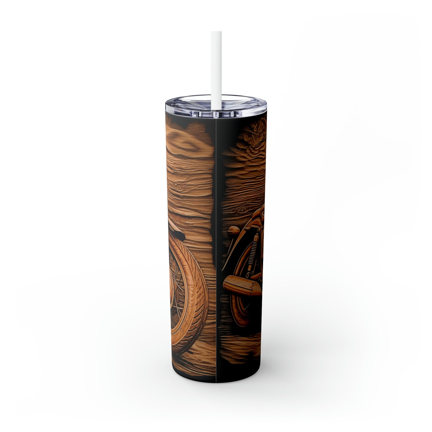 Skinny Tumbler with Straw, 20oz, Etched Motorbike, awd-334