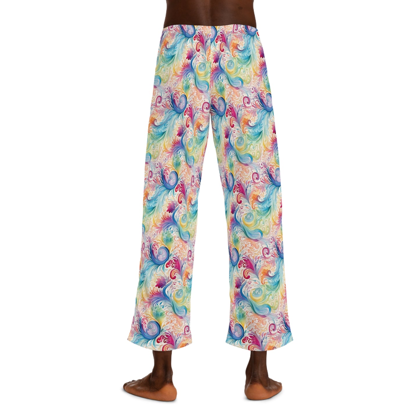 Men's Pajama Pants, Rainbow Paisley, Sleepwear Bottoms