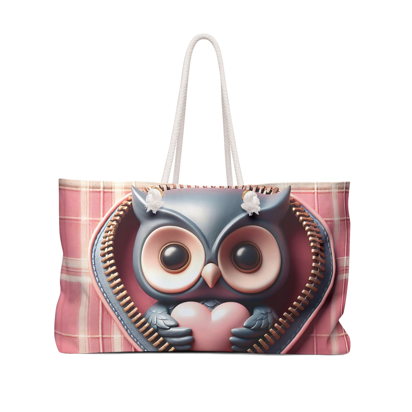 Personalised/Non-Personalised Weekender Bag, Cute Owl, Valentines Day, Large Weekender Bag, Beach Bag, Book Bag