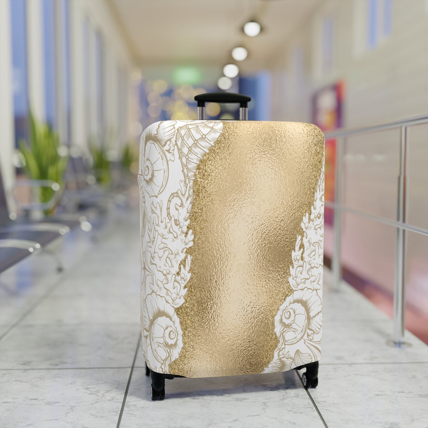 Luggage Cover, White and Gold Sea, awd-1729