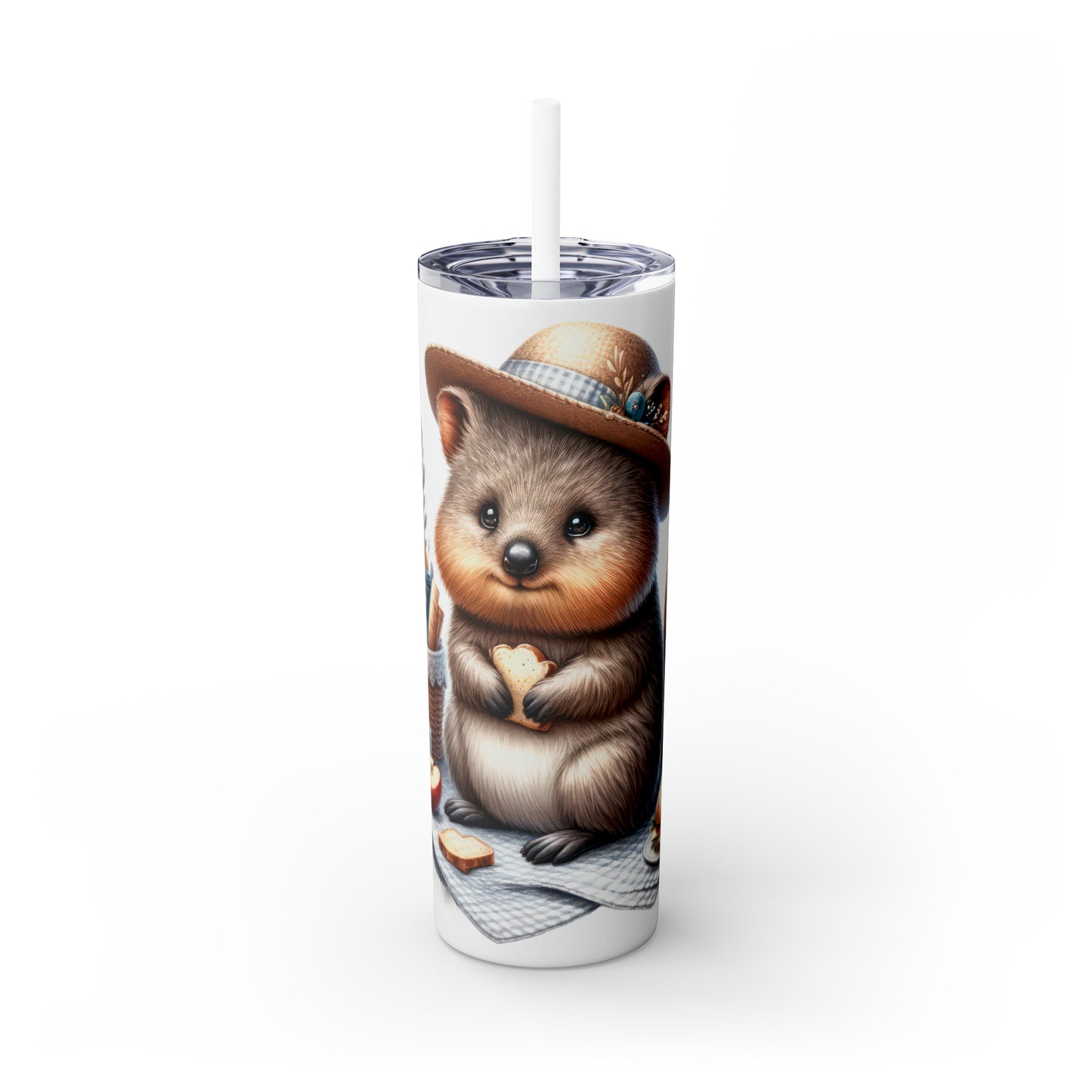 Skinny Tumbler with Straw, 20oz, Australian Animal, Quokka, awd-1330