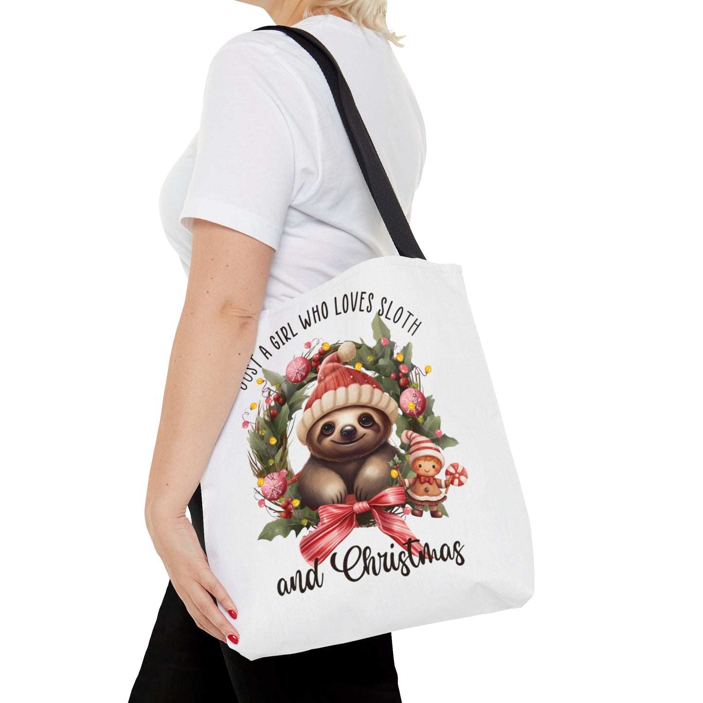 Tote Bag, Christmas, Sloth, Just a Girl Who Loves Sloths, Personalised/Non-Personalised Tote bag