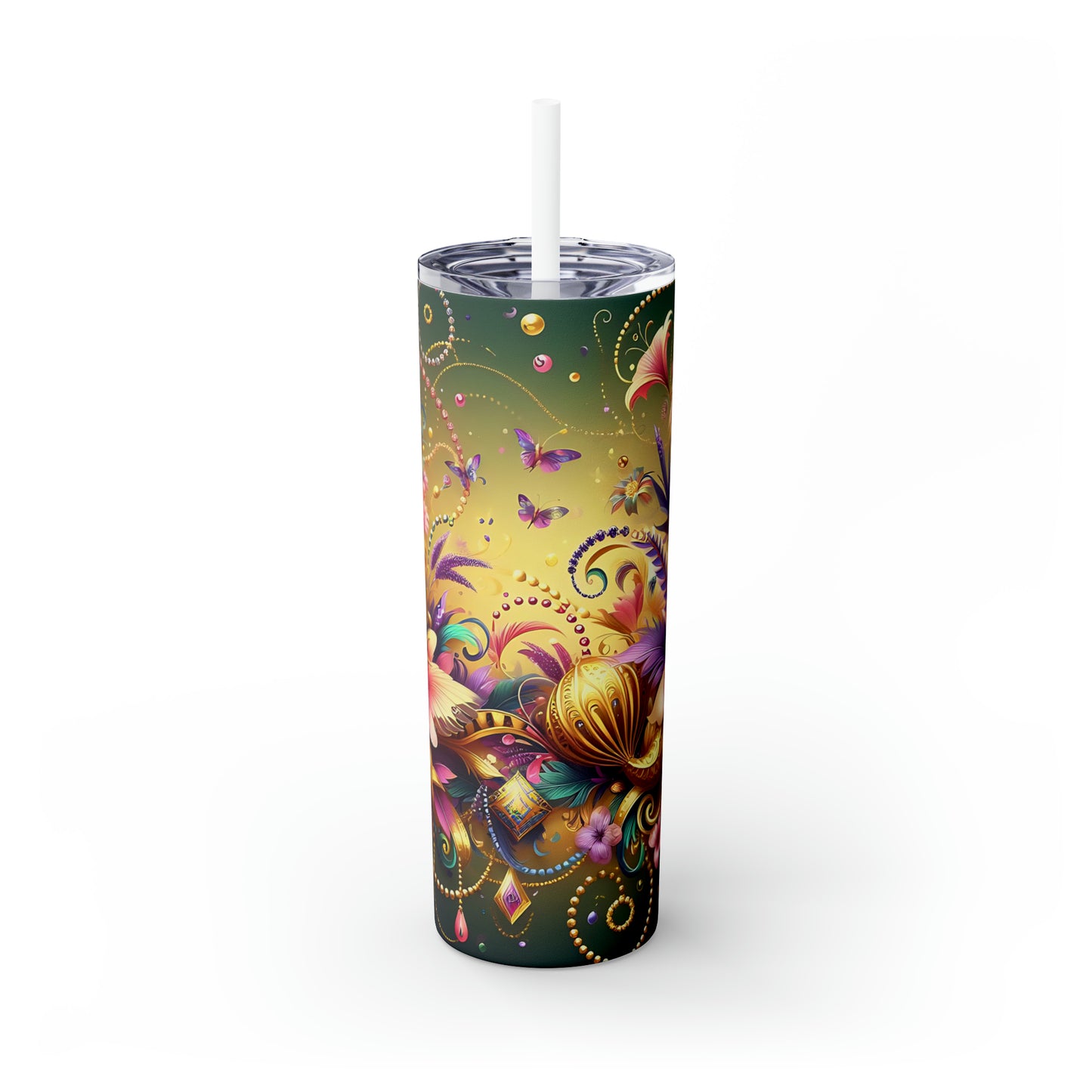 Skinny Tumbler with Straw, 20oz Floral