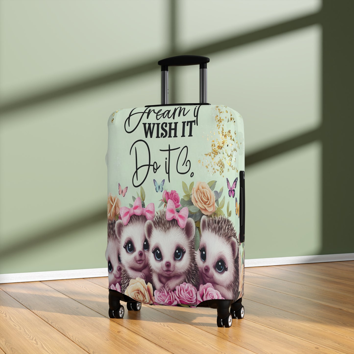 Luggage Cover, Cute Hedgehogs, Dream it, Wish it, Do it, awd-1650