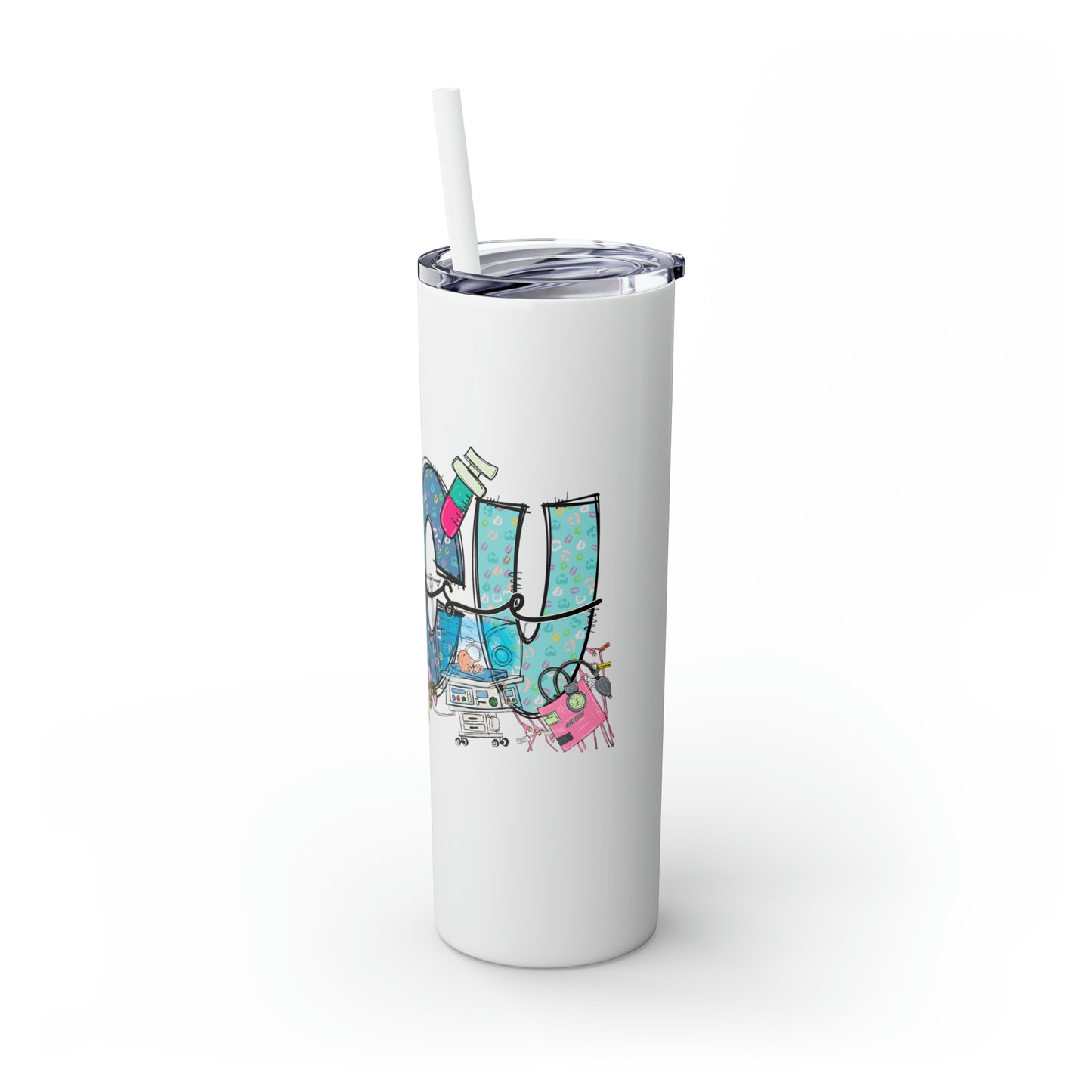 Skinny Tumbler with Straw, 20oz, PICU Nurse