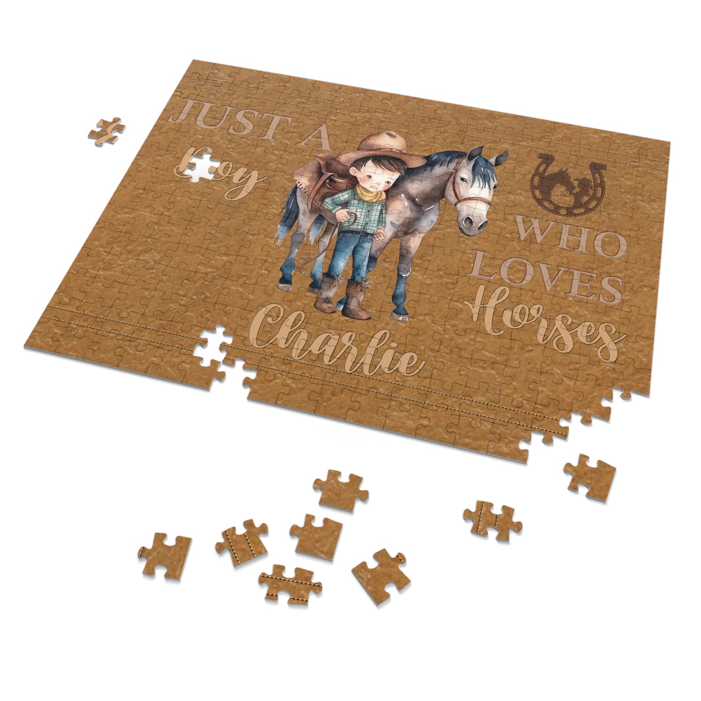 Jigsaw Puzzle, Western, Just aBoy Who Loves Horses, Personalised/Non-Personalised (30, 110, 252, 500,1000-Piece)