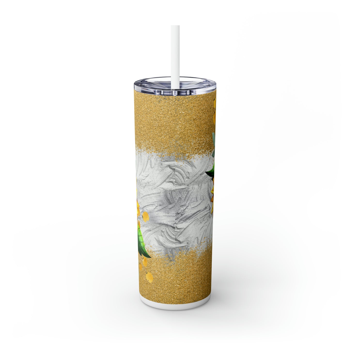 Skinny Tumbler with Straw, 20oz, Sunflower