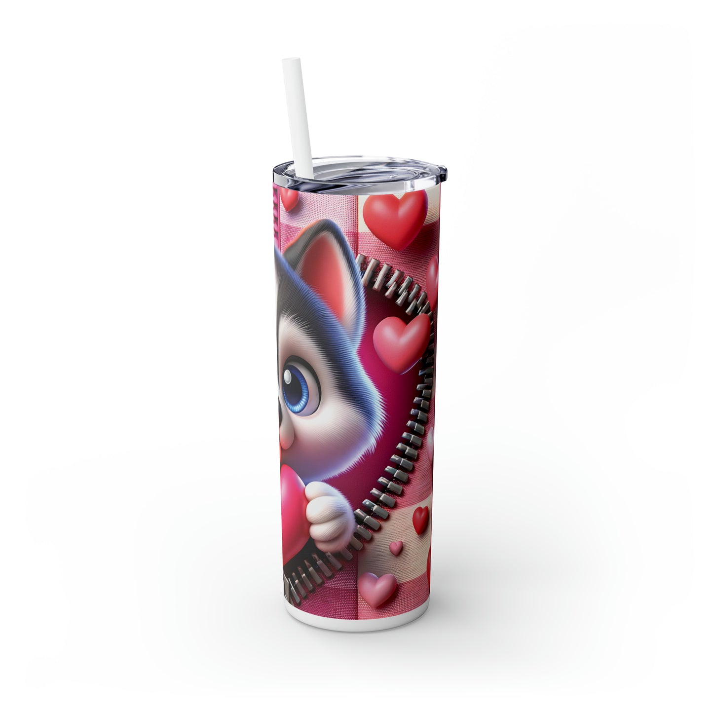 Skinny Tumbler with Straw, 20oz, Dog, Valentines Day, awd-1125