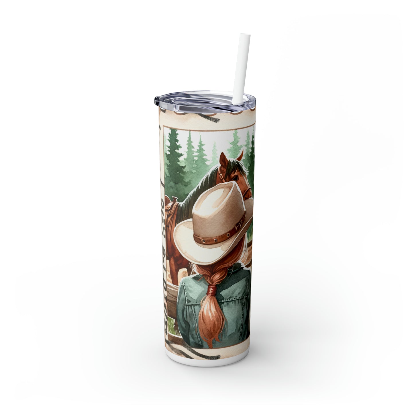 Skinny Tumbler with Straw, 20oz, Country and Western, Best Friends, awd-1008