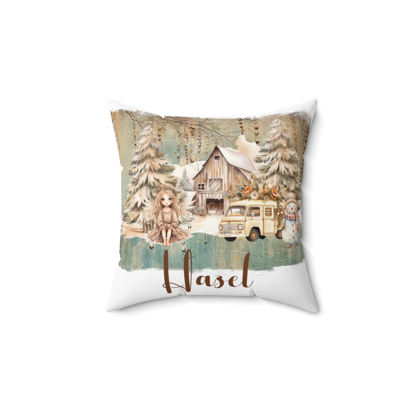 Personalised Boho Country Christmas Cushion, Polyester Square Cushion, Christmas cushion