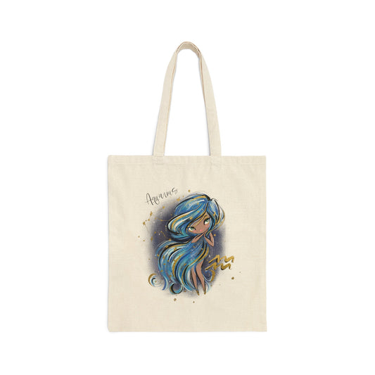 Canvas Tote Bag, Zodiac, Aquarius