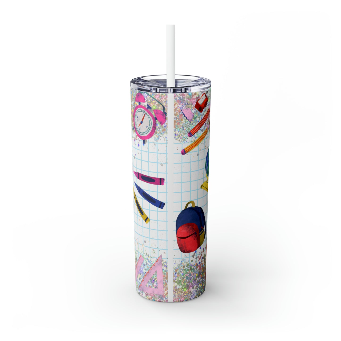 Skinny Tumbler with Straw, 20oz, School, Teacher