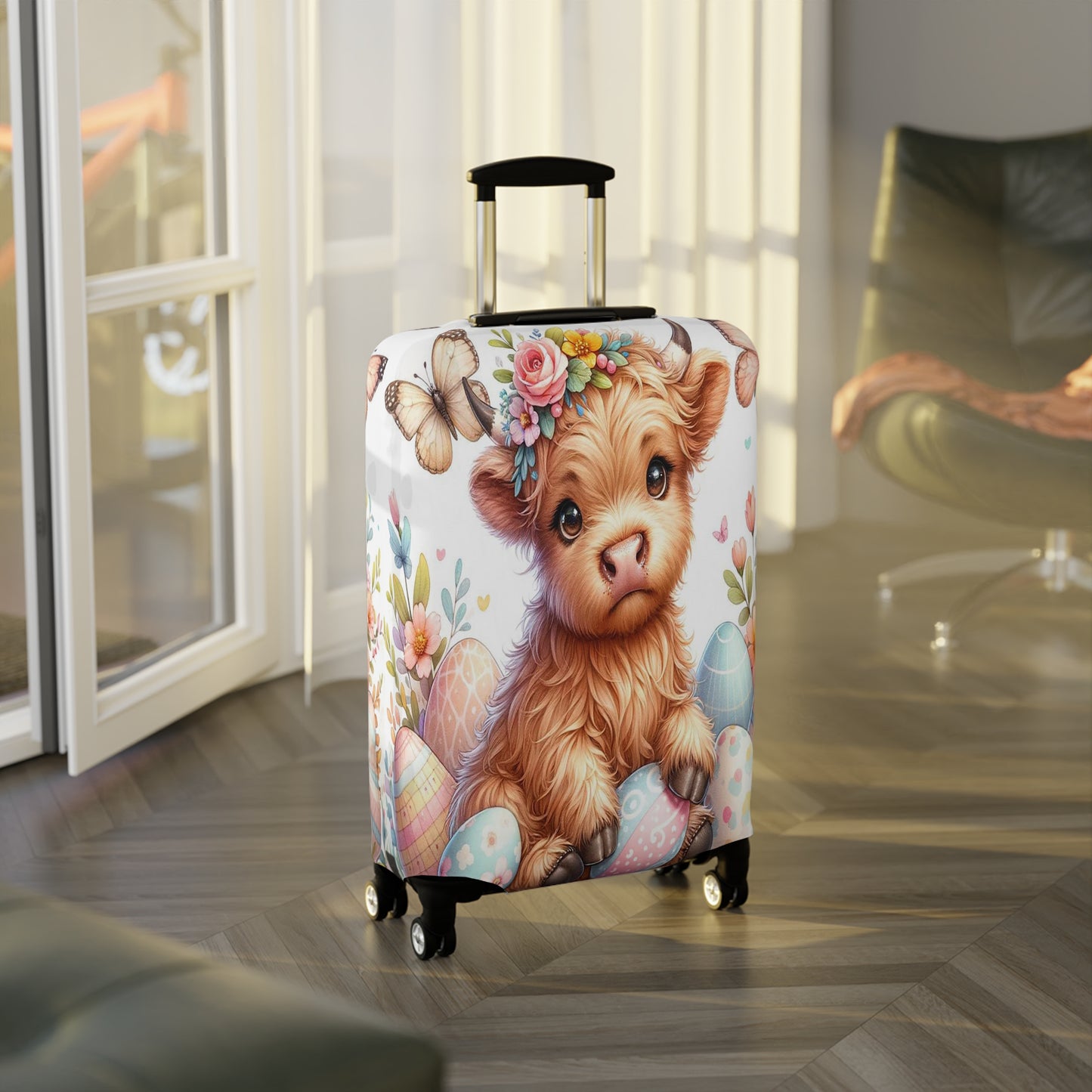 Luggage Cover, Easter, Highland Cow, awd-1061